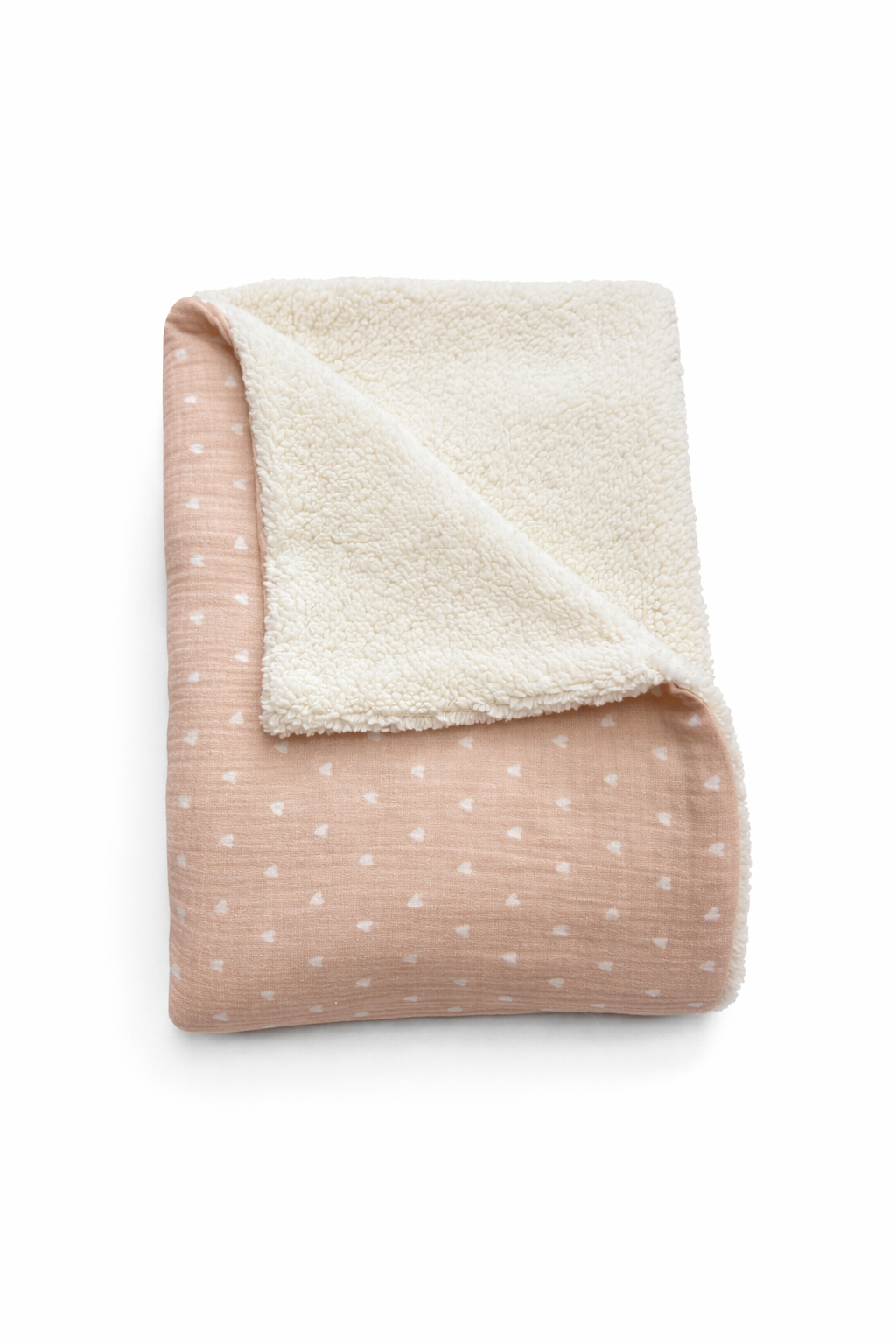 Couverture pilou Beige petits cœurs