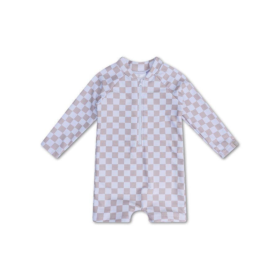 Maillot de bain anti-UV garçon Beige/Blanc - Échec et mat