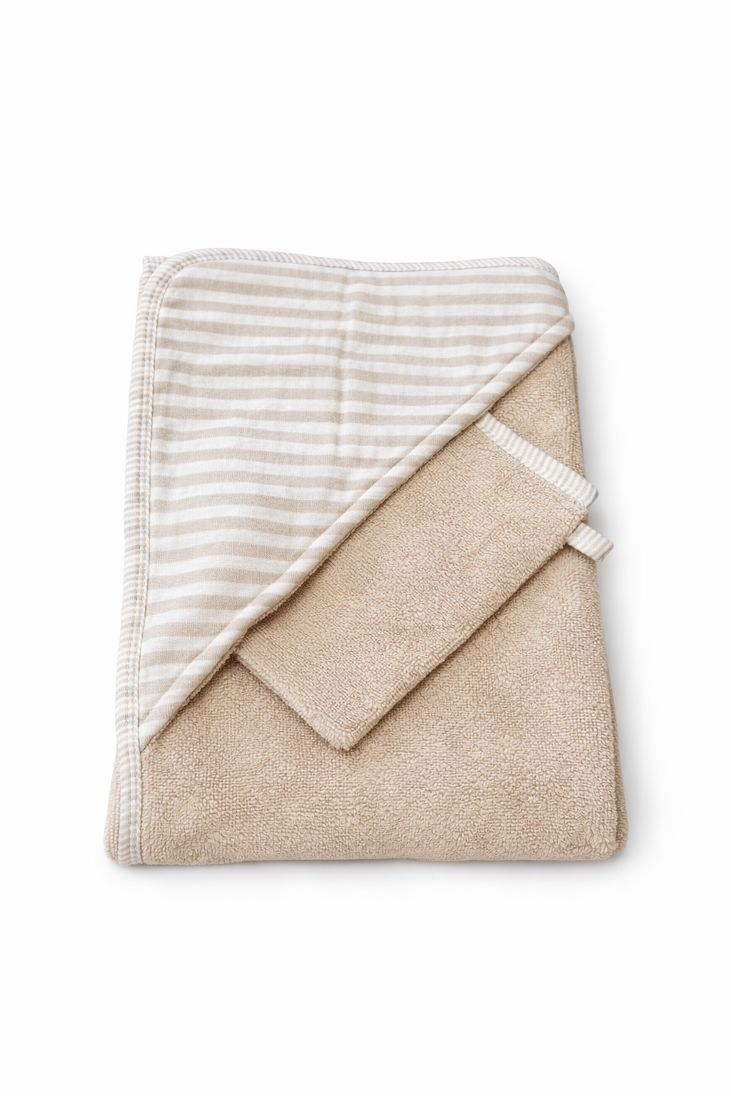 Cape de bain + gant Soft stripes
